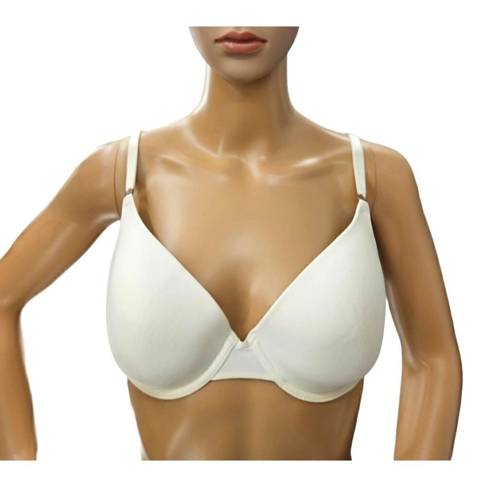 Olga Comfort Perfect Coverage Bra 36C Lined Solid White Underwire Molded 1590SC‎